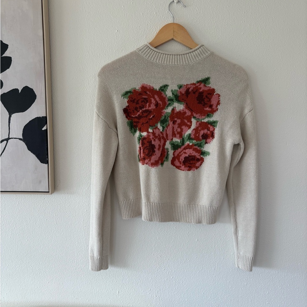 BP Cream Sweater with Red Floral Design - Picture 3 of 6